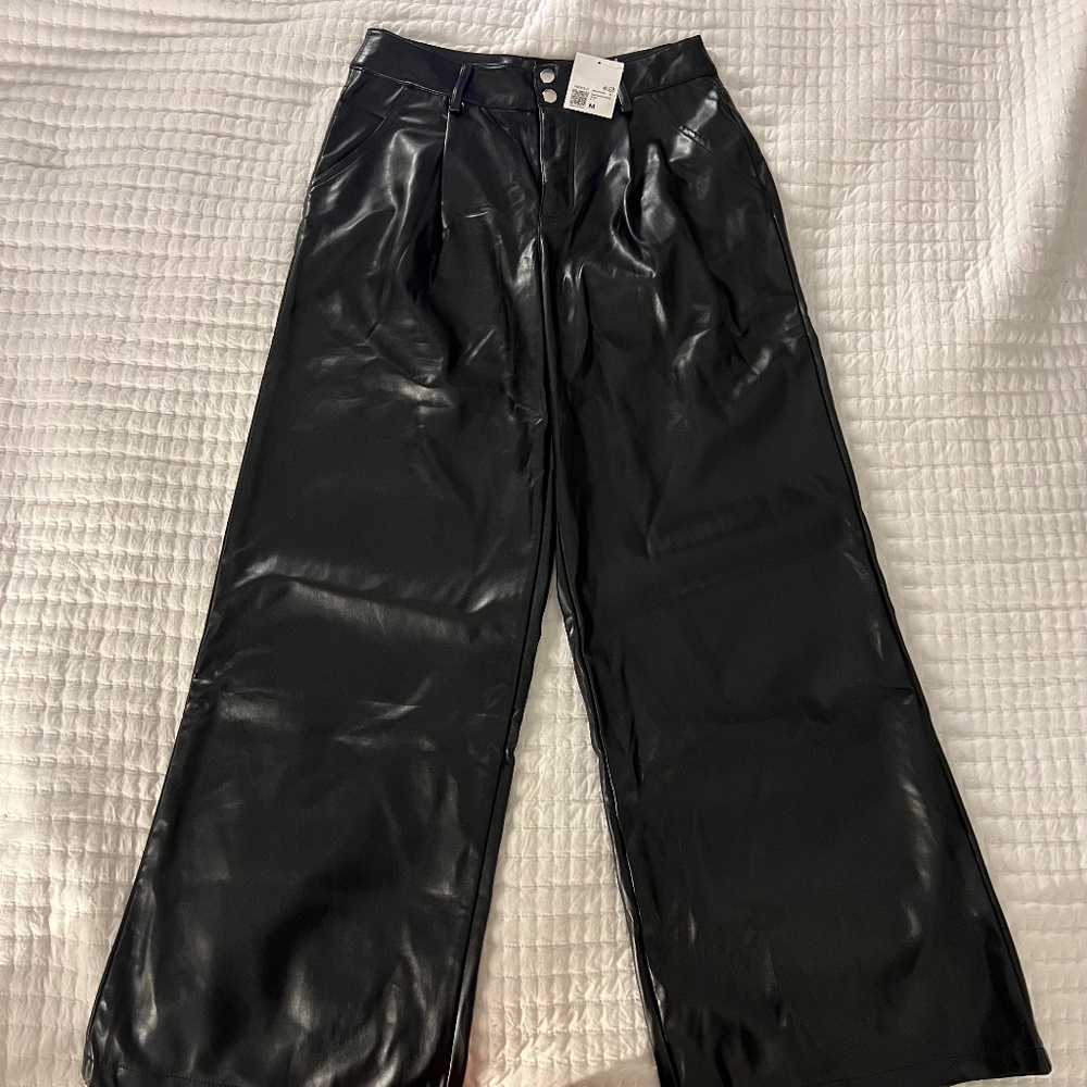 NWT Wide Leg Leather Pants